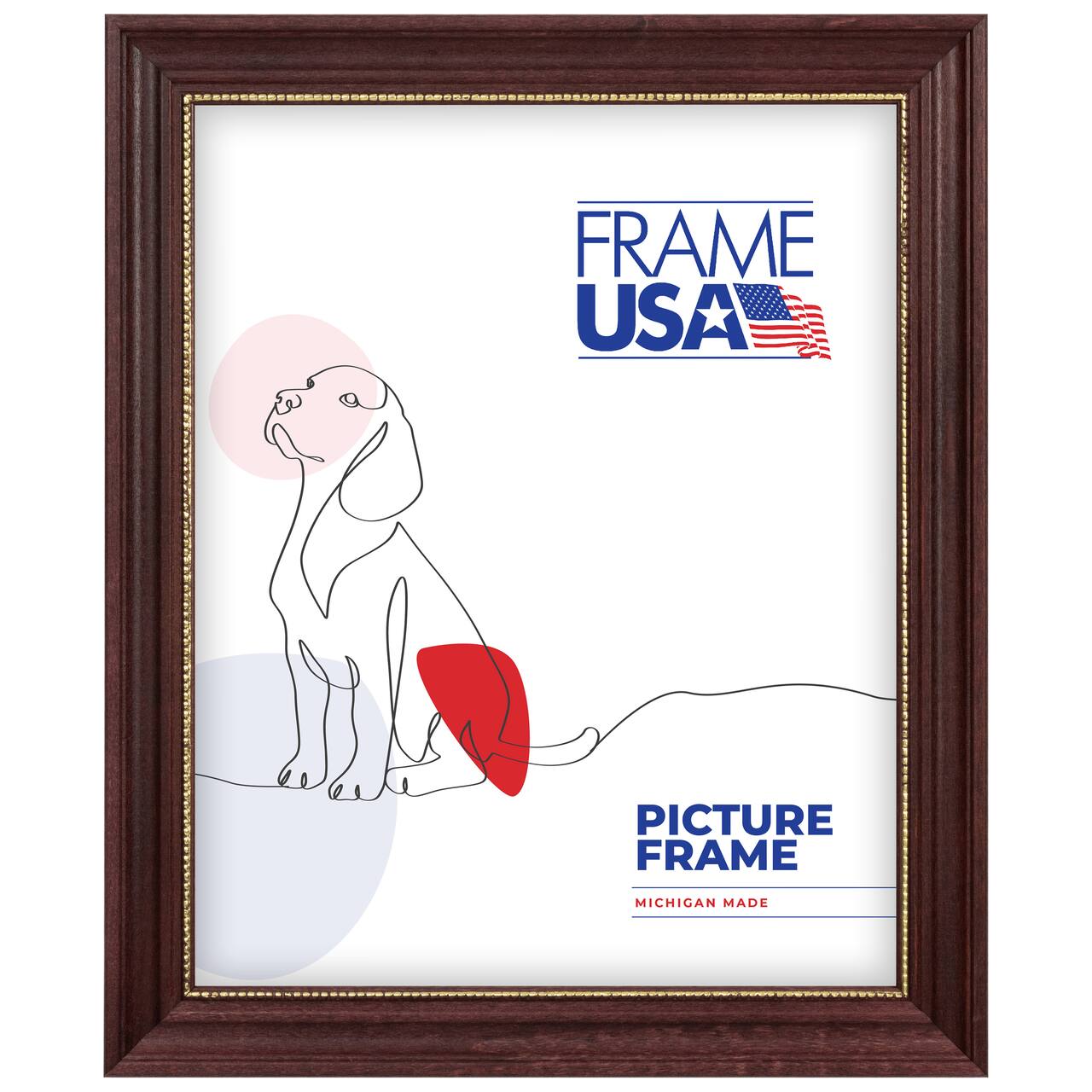 Frame USA Boardroom Cherry with Gold Bead Single Image Picture Frame